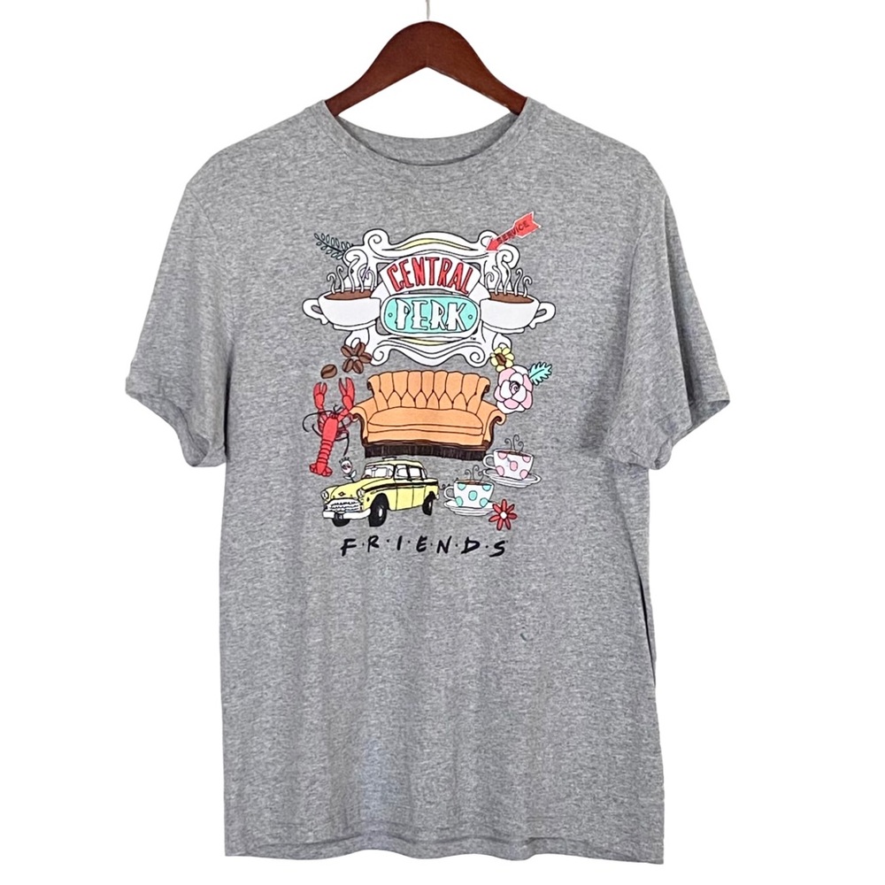 Box Lunch Friends Iconic Central Perk Graphic T-Shirt Retro Tee Gray Unisex  L